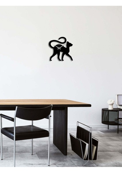 Lady Cat Metal Duvar Saati -Ev Dekorasyon - 30 X 30 - Cm - Siyah - Clock-203 fırsatları