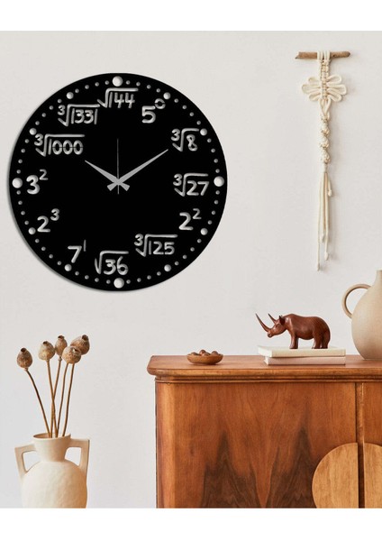 Matematik Metal Duvar Saati -Ev Dekorasyon - 40 X 40 - Cm - Siyah - Clock-230