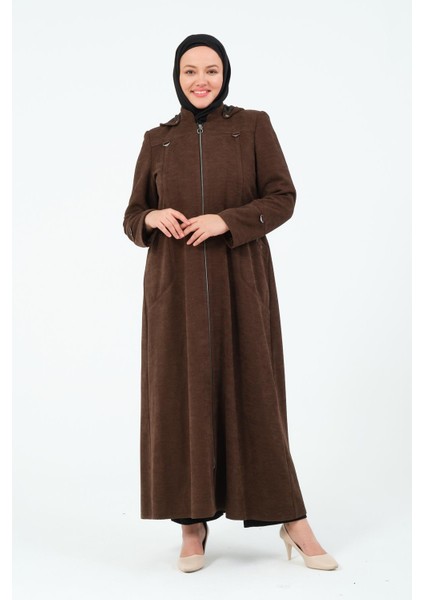 Kaylee Kadın Büyük Beden Şönil Kumaş Astarlı Tesettür Mevsimlik Ferace