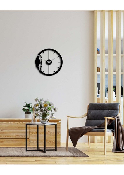 Ağaçkakan Metal Duvar Saati -Ev Dekorasyon - 42 X 42 - Cm - Siyah - Clock-188 fiyatları