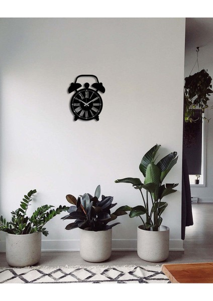 Çalar Metal Duvar Saati -Ev Dekorasyon - 40 X 32 - Cm - Siyah - Clock-205