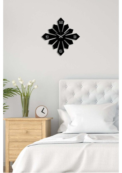 Buz Kristali Metal Duvar Saati -Ev Dekorasyon - 45 X 45 - Cm - Siyah - Clock-239