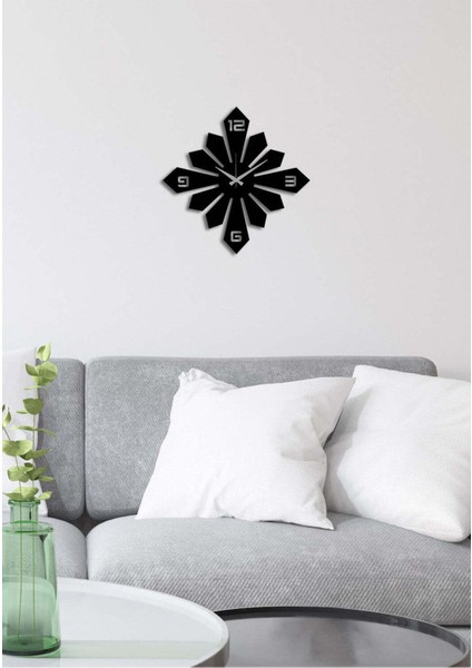 Buz Kristali Metal Duvar Saati -Ev Dekorasyon - 45 X 45 - Cm - Siyah - Clock-239 fiyatları