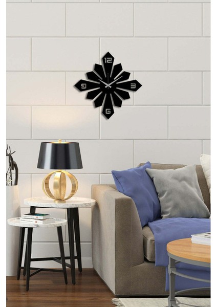 Buz Kristali Metal Duvar Saati -Ev Dekorasyon - 45 X 45 - Cm - Siyah - Clock-239 fırsatları