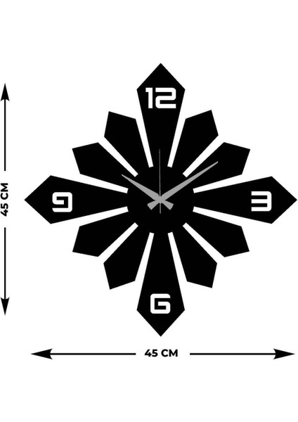 Buz Kristali Metal Duvar Saati -Ev Dekorasyon - 45 X 45 - Cm - Siyah - Clock-239 indirimleri
