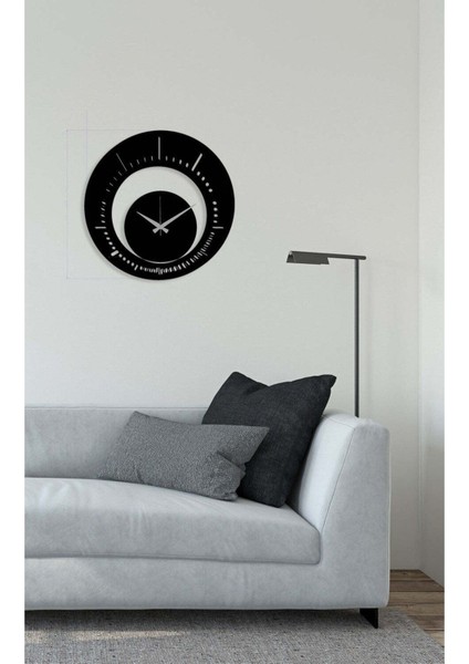 Serisi Metal Duvar Saati -Ev Dekorasyon - 40 X 40 - Cm - Siyah - Clock-173