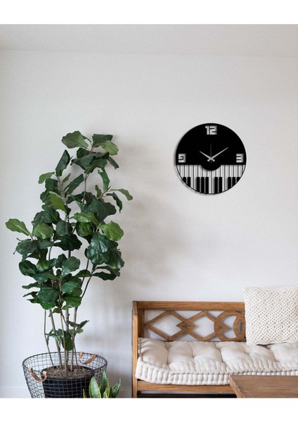 Piano Metal Duvar Saati -Ev Dekorasyon - 42 X 42 - Cm - Siyah - Clock-191 fiyatları