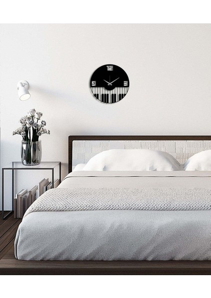 Piano Metal Duvar Saati -Ev Dekorasyon - 42 X 42 - Cm - Siyah - Clock-191 modelleri