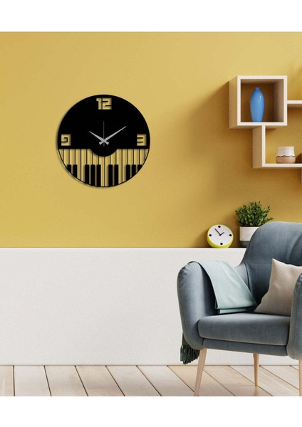 Piano Metal Duvar Saati -Ev Dekorasyon - 42 X 42 - Cm - Siyah - Clock-191 fırsatları
