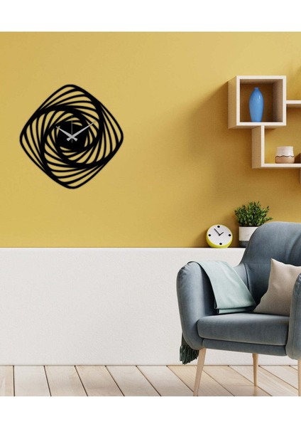 Illüzyon Metal Duvar Saati -Ev Dekorasyon - 50 X 50 - Cm - Siyah - Clock-088 modelleri