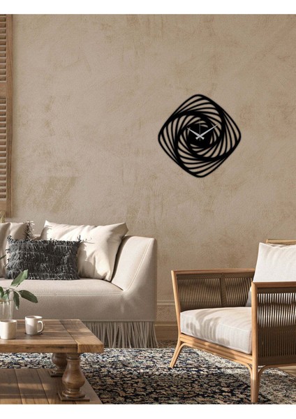 Illüzyon Metal Duvar Saati -Ev Dekorasyon - 50 X 50 - Cm - Siyah - Clock-088 fırsatları