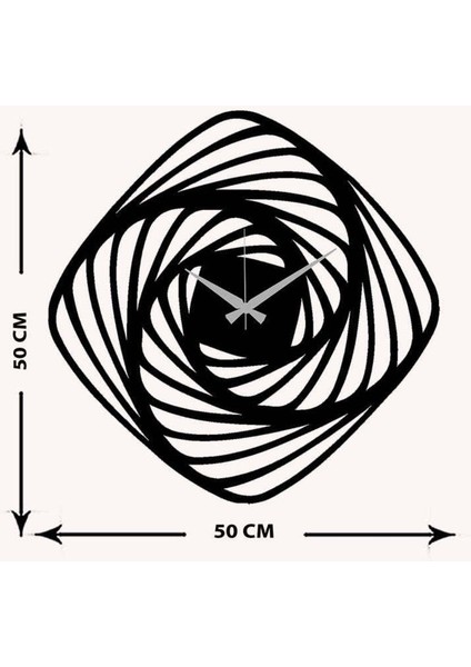Illüzyon Metal Duvar Saati -Ev Dekorasyon - 50 X 50 - Cm - Siyah - Clock-088 indirimleri