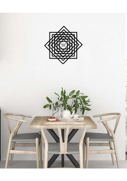 Mandala Metal Duvar Saati -Ev Dekorasyon - 50 X 50 - Cm - Siyah - Clock-120