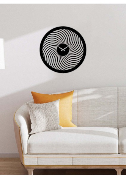 Simetri Metal Duvar Saati -Ev Dekorasyon - 50 X 50 - Cm - Siyah - Clock-131