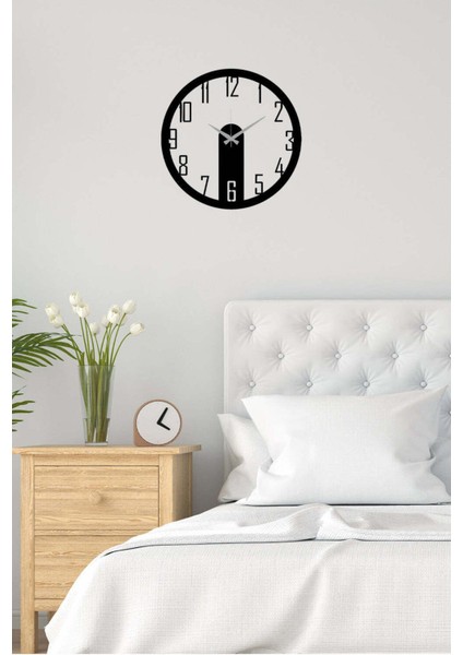 Clasic Metal Duvar Saati -Ev Dekorasyon - 40 X 40 - Cm - Siyah - Clock-196