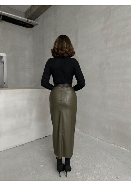 Yırtmaç Detaylı Deri Etek indirimleri