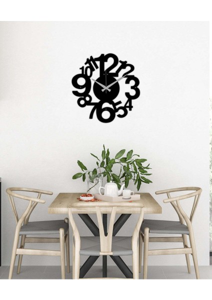 Serisi Metal Duvar Saati -Ev Dekorasyon - 50 X 50 - Cm - Siyah - Clock-016