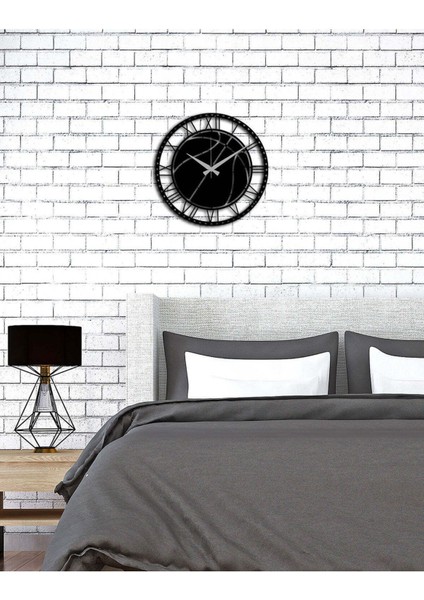 Modern Roma Rakaml Metal Duvar Saati -Ev Dekorasyon - 40 X 40 - Cm - Siyah - Clock-040 modelleri