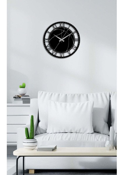 Modern Roma Rakaml Metal Duvar Saati -Ev Dekorasyon - 40 X 40 - Cm - Siyah - Clock-040 fırsatları