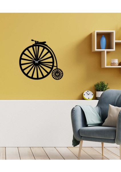 Retro Bike Duvar Saati -Ev Dekorasyon - 70 X 70 Cm - Cm - Siyah - Clock-071