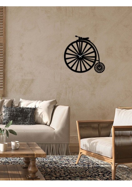 Retro Bike Duvar Saati -Ev Dekorasyon - 70 X 70 Cm - Cm - Siyah - Clock-071