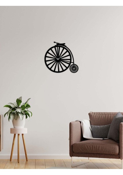 Retro Bike Duvar Saati -Ev Dekorasyon - 70 X 70 Cm - Cm - Siyah - Clock-071