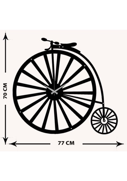 Retro Bike Duvar Saati -Ev Dekorasyon - 70 X 70 Cm - Cm - Siyah - Clock-071