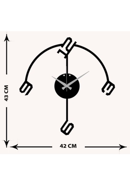 Modern Art Metal Duvar Saati   -Ev Dekorasyon - 43 X 42 - Cm - Siyah - Clock-108