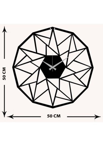Geometrik Metal Duvar Saati -Ev Dekorasyon - 50 X 50 - Cm - Siyah - Clock-126 fırsatları
