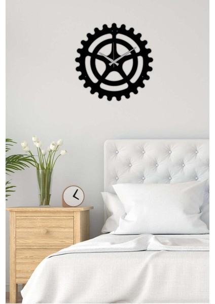 Gearwheel Metal Saat -Ev Dekorasyon - 40 X 40 - Cm - Siyah - Clock-064 fırsatları