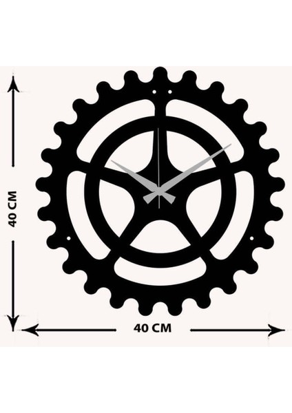 Gearwheel Metal Saat -Ev Dekorasyon - 40 X 40 - Cm - Siyah - Clock-064 indirimleri