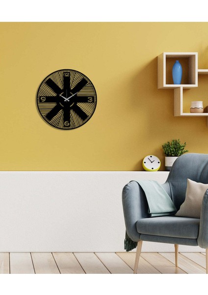 Serisi Metal Duvar Saati -Ev Dekorasyon - 50 X 50 - Cm - Siyah - Clock-184