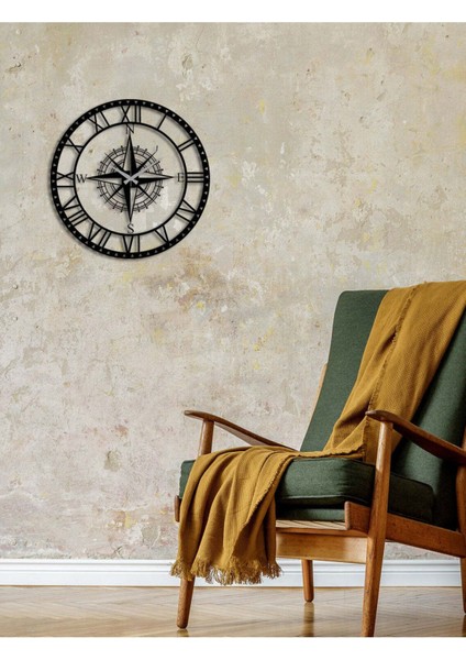 Pusula Metal Duvar Saati -Ev Dekorasyon - 60 X 60 - Cm - Siyah - Clock-221 modelleri