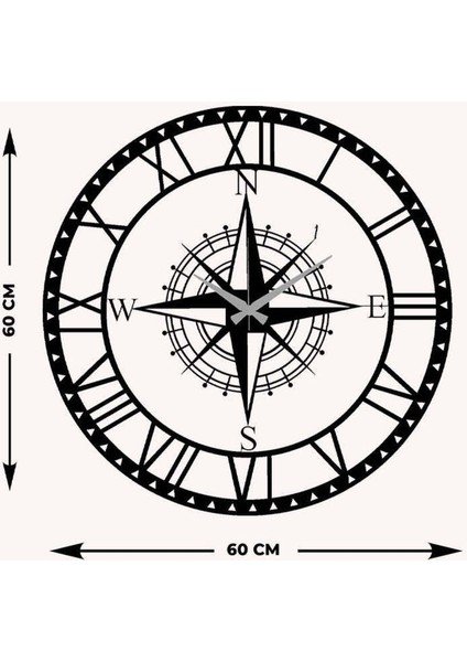 Pusula Metal Duvar Saati -Ev Dekorasyon - 60 X 60 - Cm - Siyah - Clock-221 indirimleri