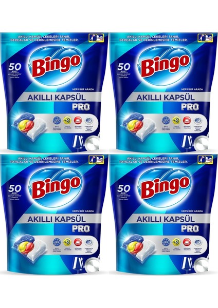 Akıllı Kapsül Pro Bulaşık Makinesi Deterjanı Tableti 200 Adet Limon Kokulu (4 Paket*50)