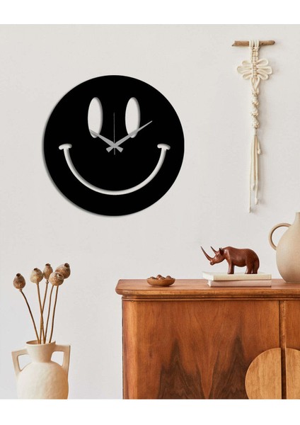 Smile Metal Duvar Saati -Ev Dekorasyon - 45 X 45 - Cm - Siyah - Clock-202 fiyatları