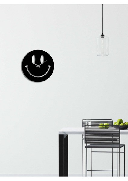 Smile Metal Duvar Saati -Ev Dekorasyon - 45 X 45 - Cm - Siyah - Clock-202 fırsatları