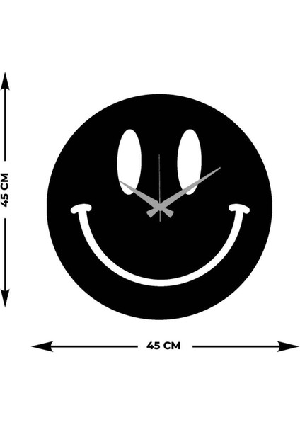 Smile Metal Duvar Saati -Ev Dekorasyon - 45 X 45 - Cm - Siyah - Clock-202 indirimleri