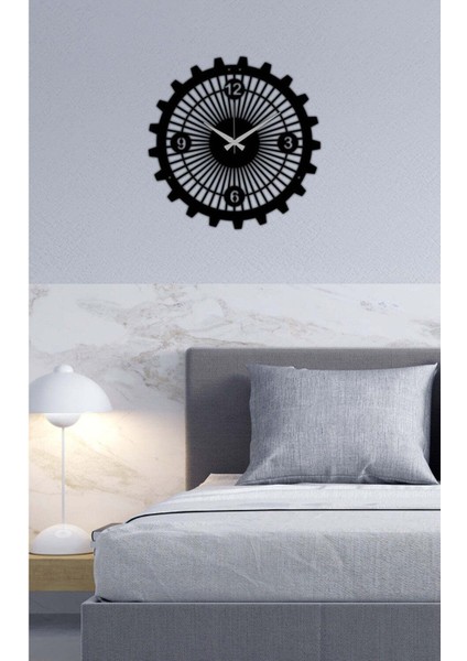 Gearwheel Metal Duvar Saati -Ev Dekorasyon - 40 X 40 - Cm - Siyah - Clock-066 fırsatları