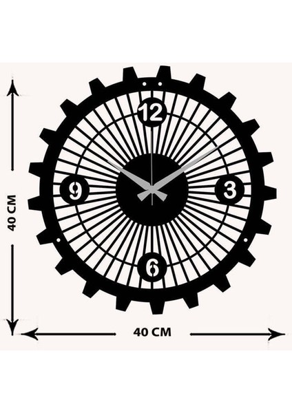 Gearwheel Metal Duvar Saati -Ev Dekorasyon - 40 X 40 - Cm - Siyah - Clock-066 indirimleri