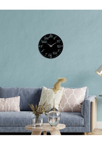 Matematik Metal Duvar Saati -Ev Dekorasyon - 40 X 40 - Cm - Siyah - Clock-230