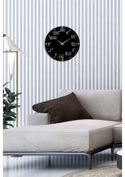 Matematik Metal Duvar Saati -Ev Dekorasyon - 40 X 40 - Cm - Siyah - Clock-230