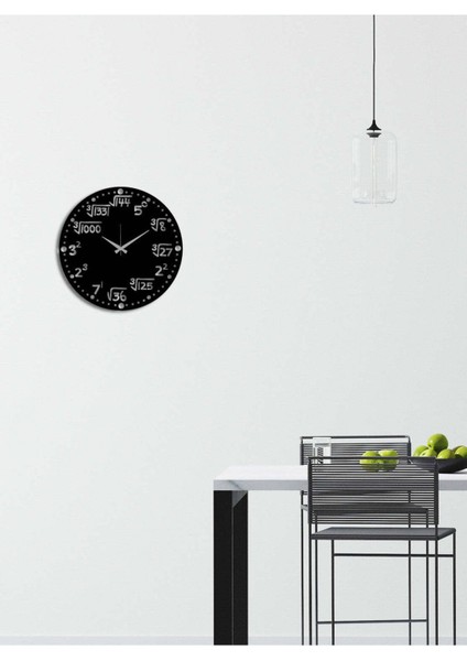 Matematik Metal Duvar Saati -Ev Dekorasyon - 40 X 40 - Cm - Siyah - Clock-230