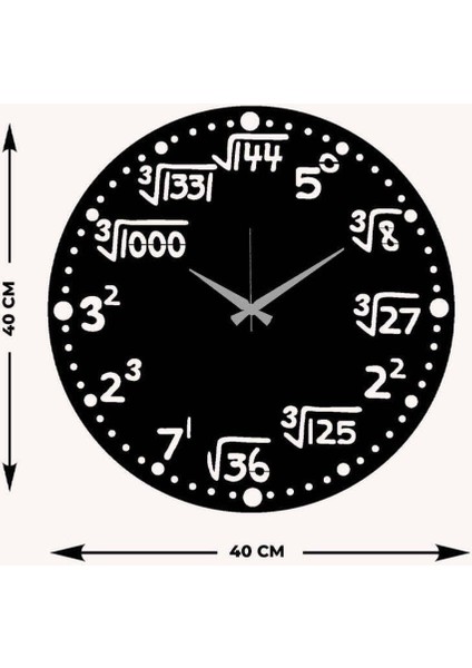 Matematik Metal Duvar Saati -Ev Dekorasyon - 40 X 40 - Cm - Siyah - Clock-230