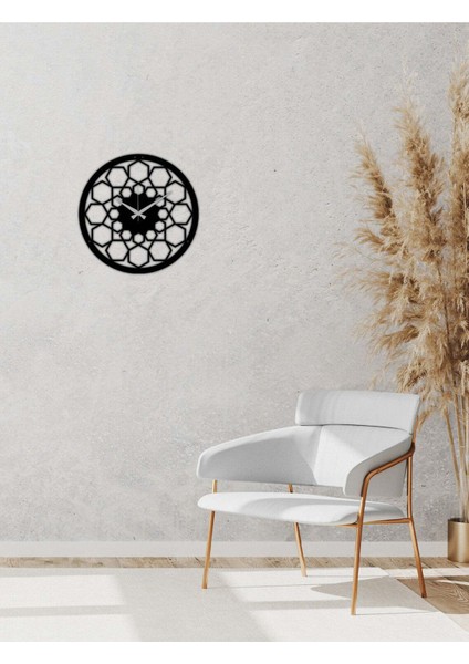 Petekli Duvar Saati -Ev Dekorasyon - 40 X 40 - Cm - Siyah - Clock-056