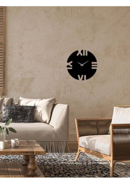 Modern Art Metal Duvar Saati -Ev Dekorasyon - 42 X 42 - Cm - Siyah - Clock-137 modelleri