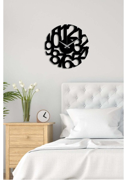 Modern Number Metal Duvar Saati -Ev Dekorasyon - 40 X 40 - Cm - Siyah - Clock-211