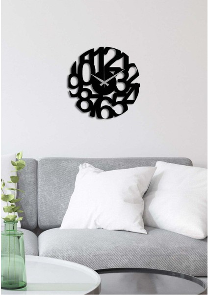 Modern Number Metal Duvar Saati -Ev Dekorasyon - 40 X 40 - Cm - Siyah - Clock-211