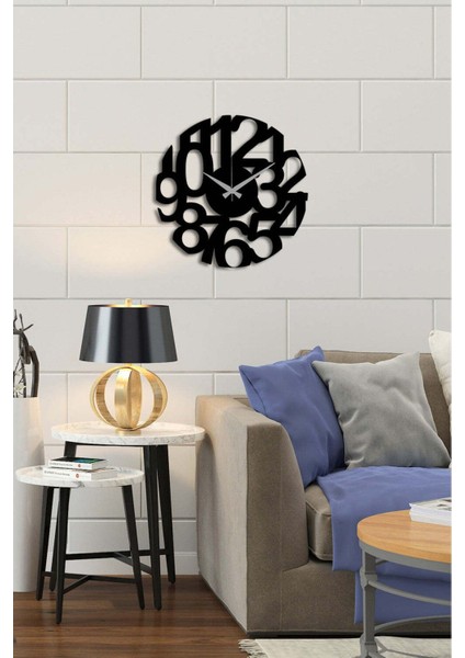 Modern Number Metal Duvar Saati -Ev Dekorasyon - 40 X 40 - Cm - Siyah - Clock-211