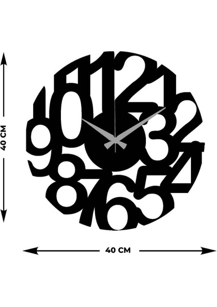 Modern Number Metal Duvar Saati -Ev Dekorasyon - 40 X 40 - Cm - Siyah - Clock-211